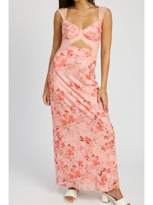 Floral And Lace Midi Dress