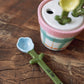 Hand-Painted Stoneware Measuring Spoons w/ Pot Holder, Set of 5