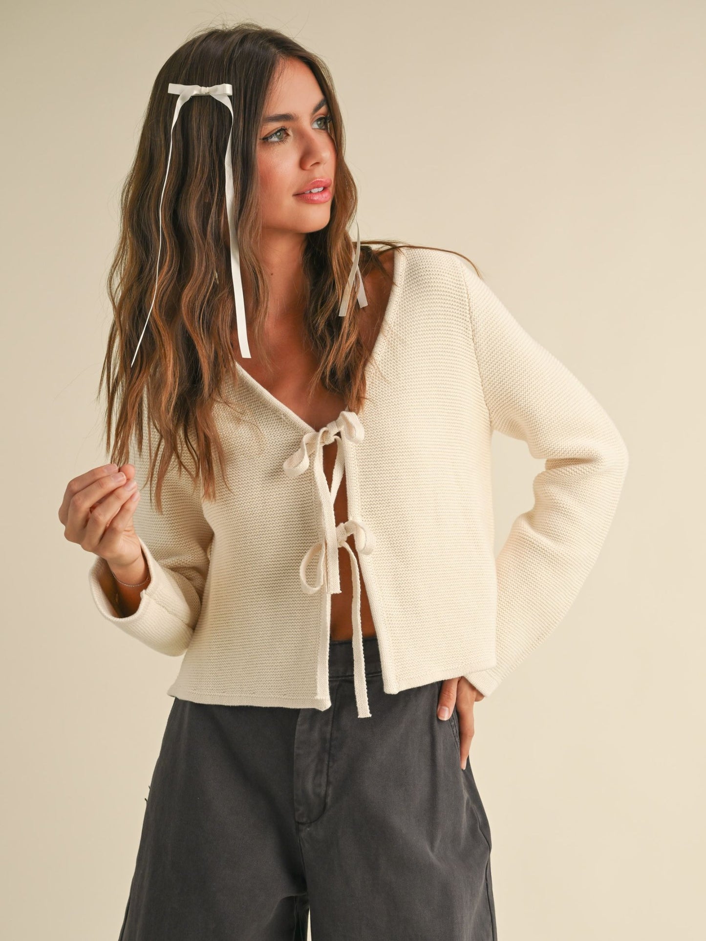 Angela Knitted Front Tie Top