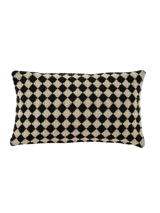 Check Weave Pillow Black