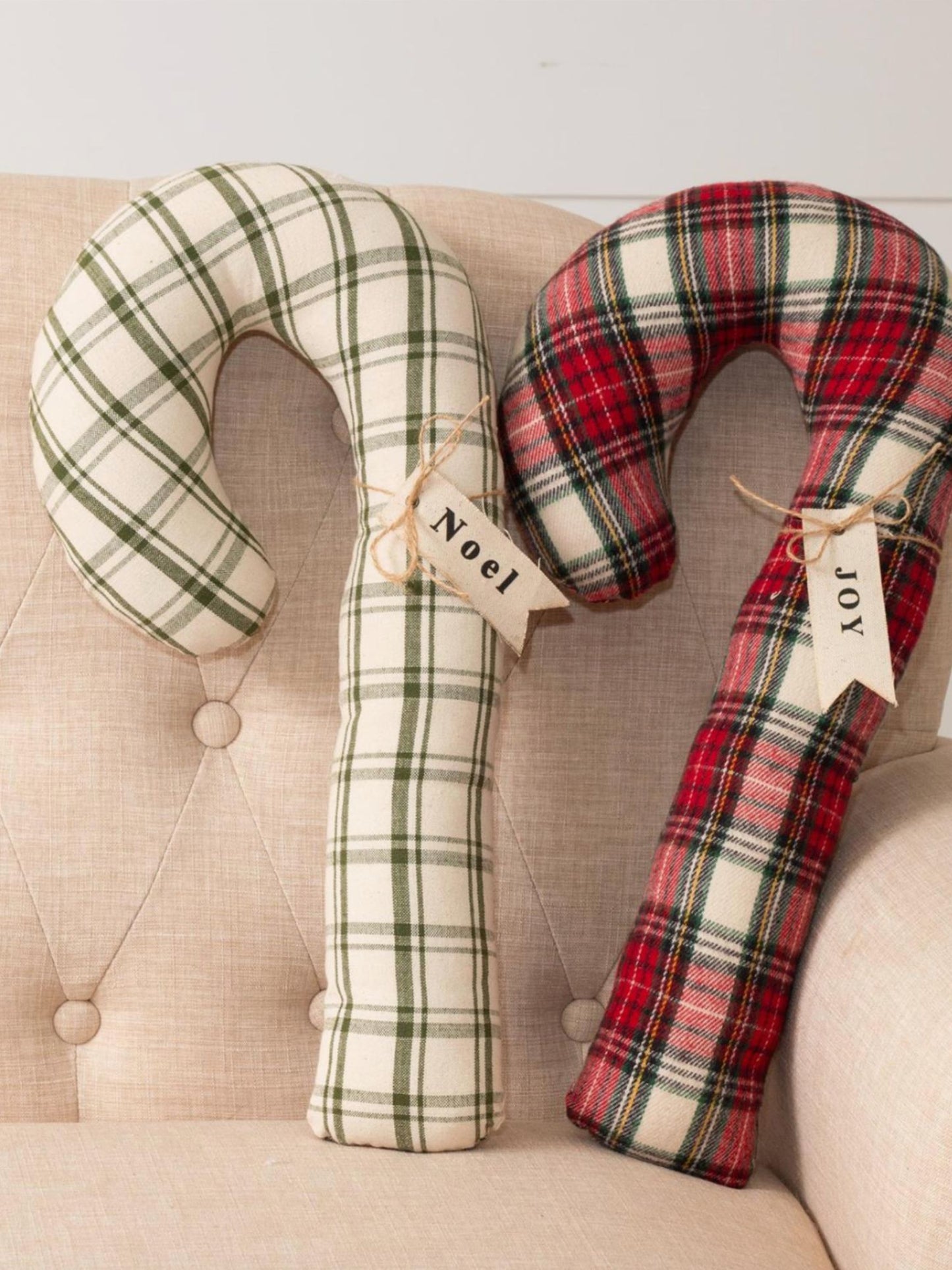 Plaid Candy Cane Pillow