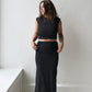 High Waisted Ruched Polka Dot Maxi Skirt