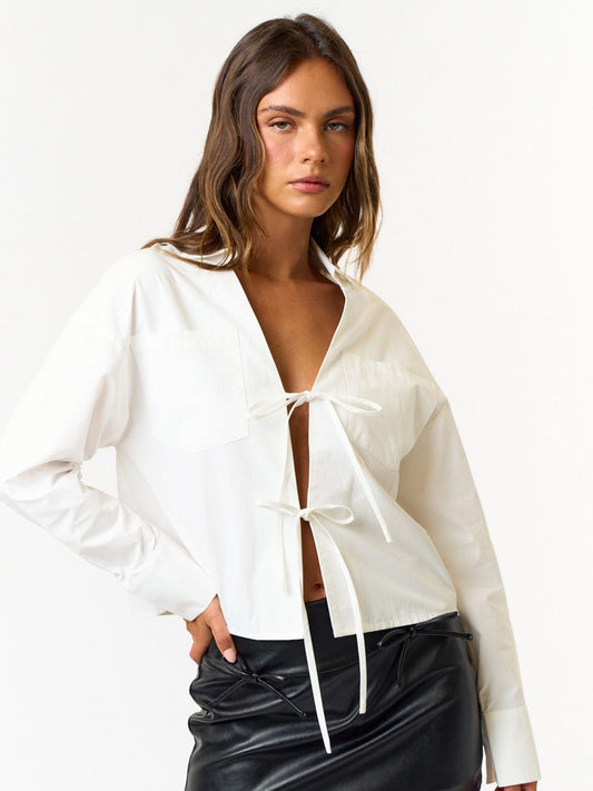Genny Front Tie Collard Shirt