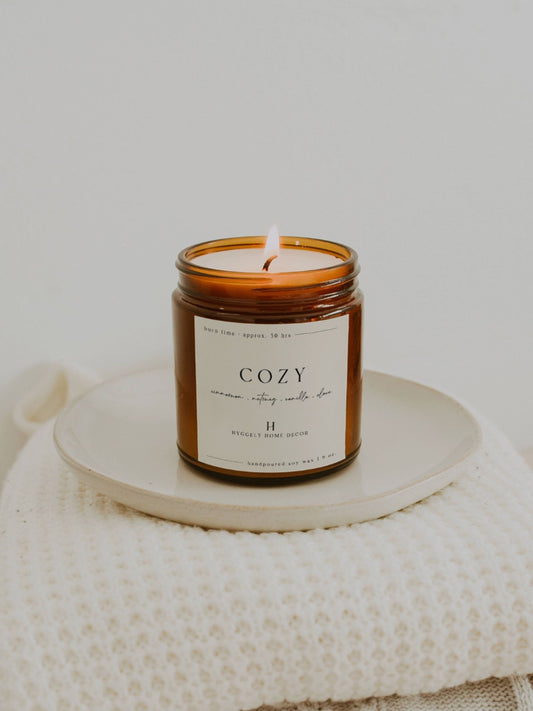 Cozy Soy Candle in Amber Jar - 9 oz