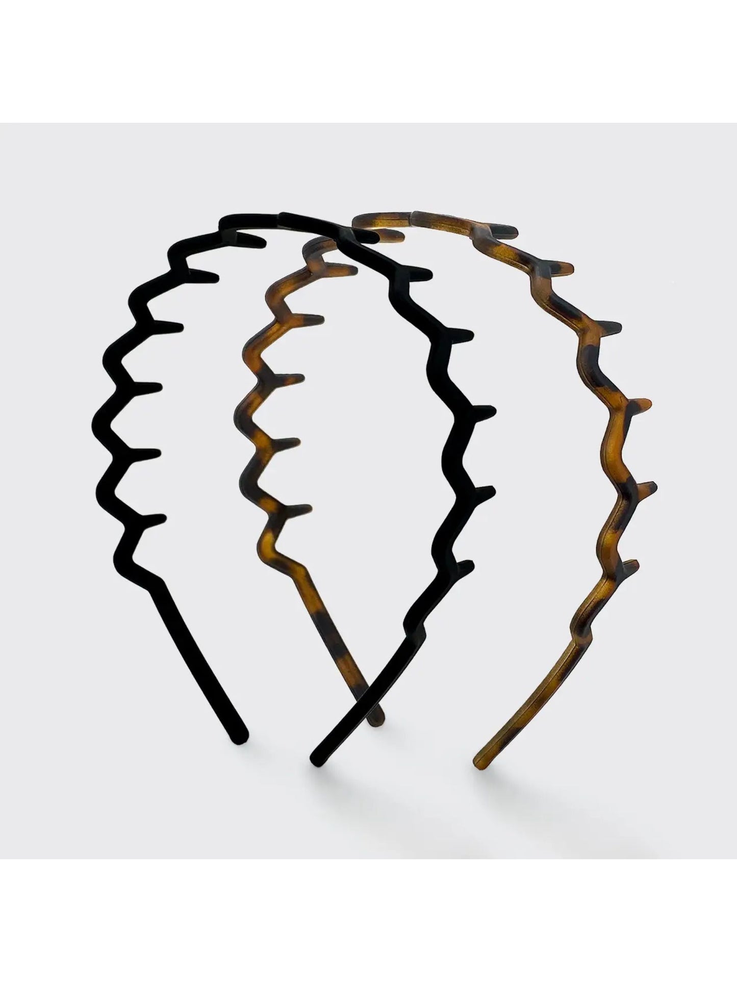 Zig Zag Headband 2 Pc - Black & Tort