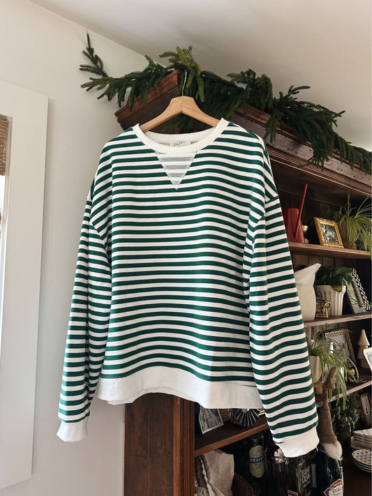 Green Stripe Pullover Top