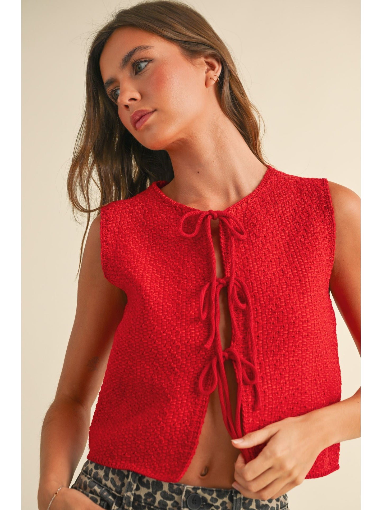 Marisol Bow Tie Front Vest