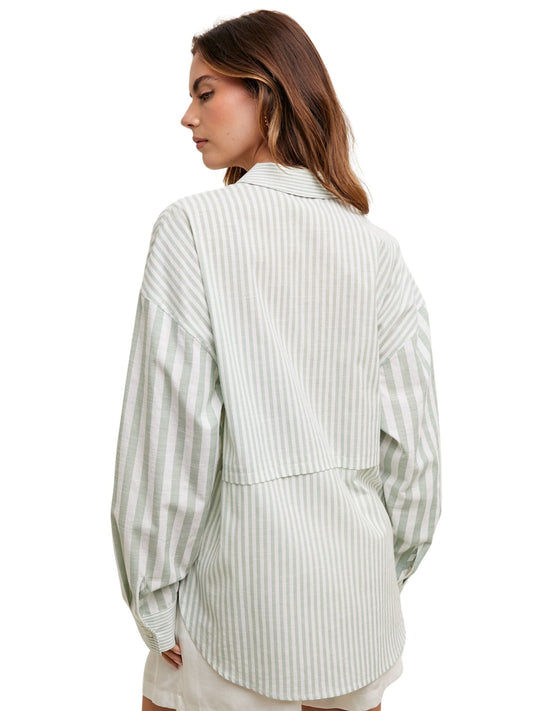 Green/White Button Up Shirt