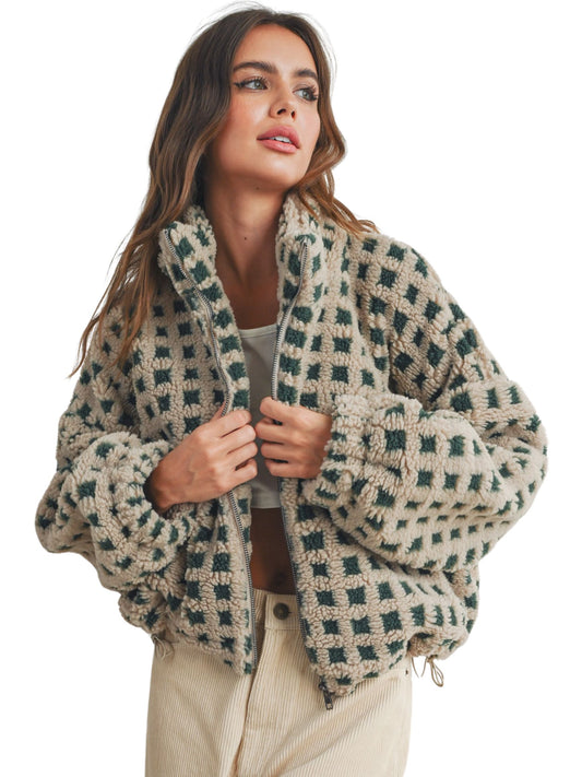 Audrina Fuzzy Sherpa Jacket - Taupe