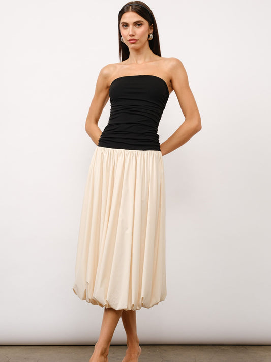 Belle Strapless Bubble Hem Maxi Dress
