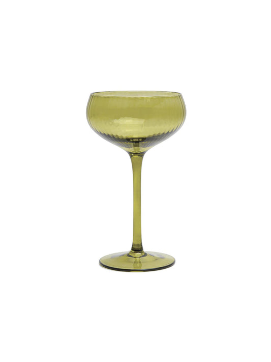 The Lou Coupe Glass In Olive - Set of 2