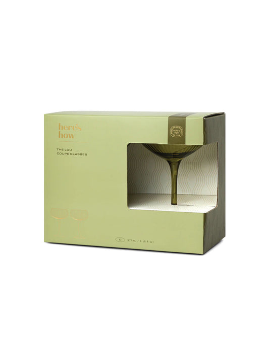 The Lou Coupe Glass In Olive - Set of 2