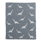Cotton Knit Baby Blanket with Dinosaurs, Light Grey & Natural