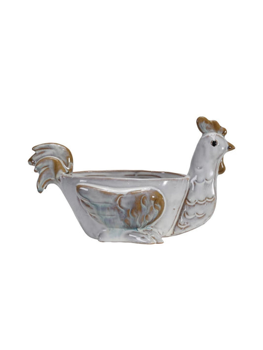 Stoneware Chicken Shaped Sponge Holder/Soap Dish (Each Varies)