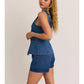 Button Front Sleeveless Denim Top