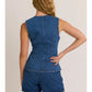 Button Front Sleeveless Denim Top