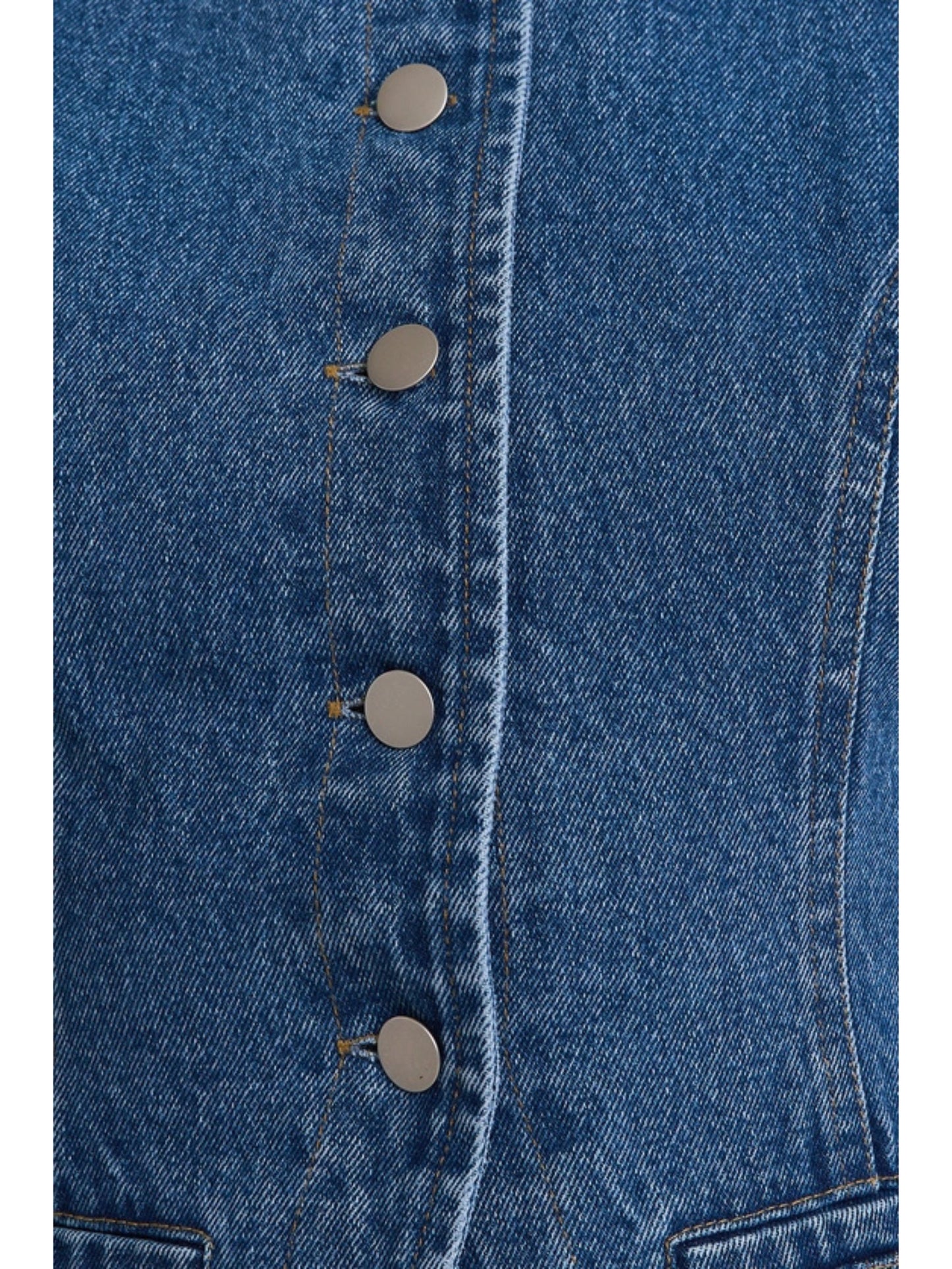 Button Front Sleeveless Denim Top