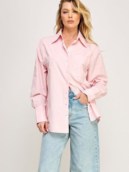 Pale Pink Poplin Oversized Shirt