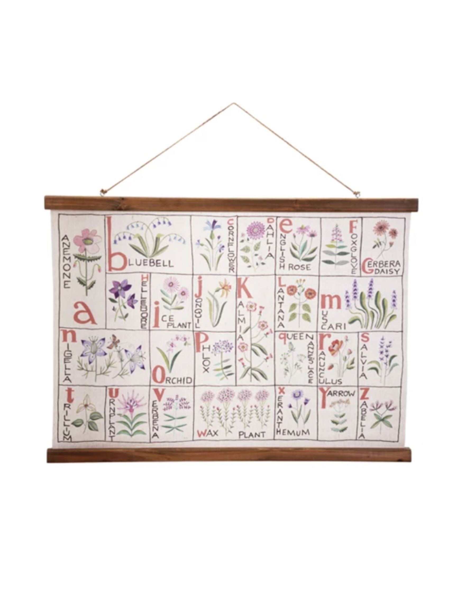 Canvas & Wood Scroll Wall Décor with ABCs of Flowers - Pick Up Only ...