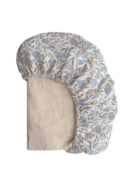 Extra Soft Muslin Crib Sheet - Blue Flowers