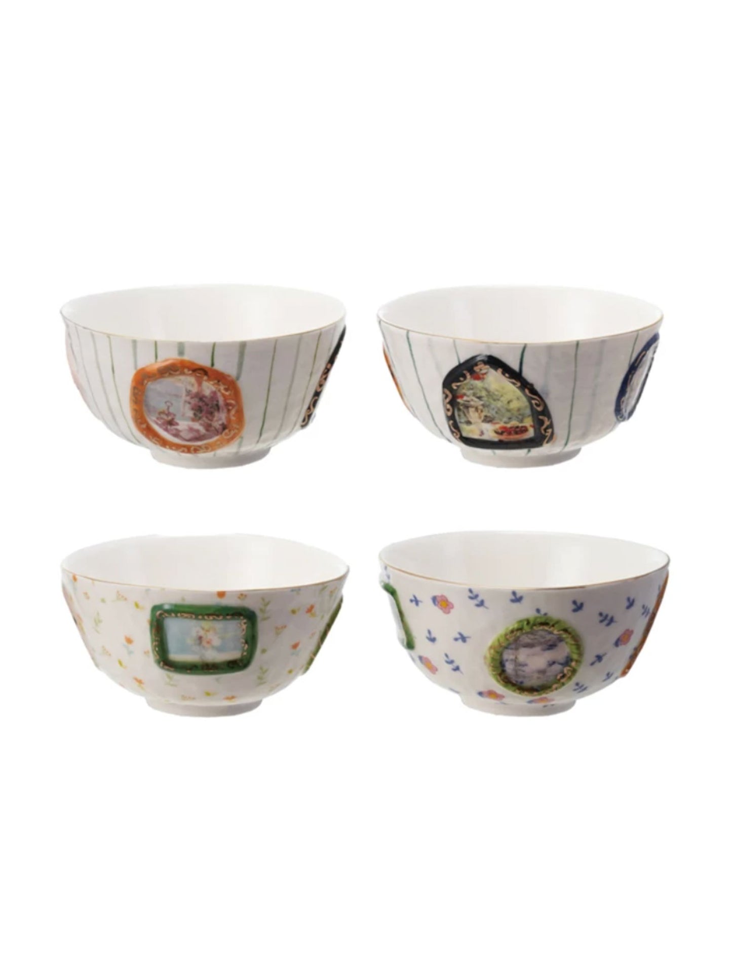 Embossed Hand-Painted Bowl with Gold Electroplating