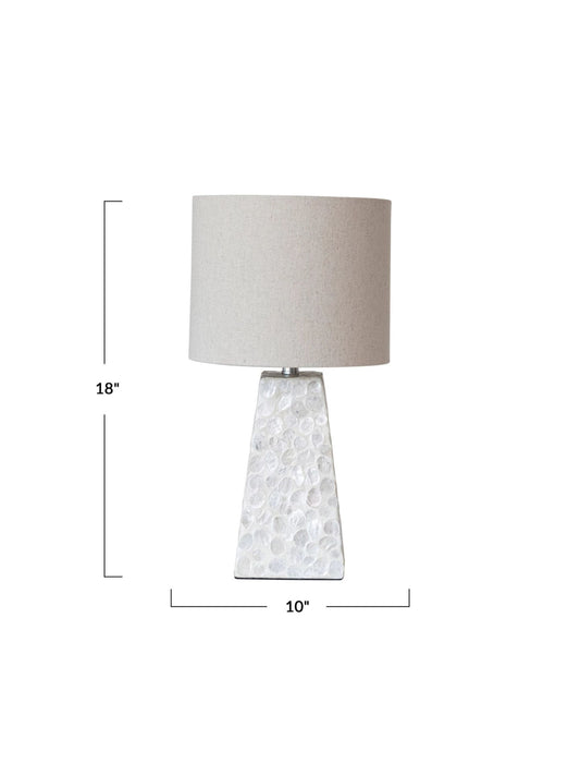 Capiz & MDF Table Lamp w/ Linen Shade (PICKUP ONLY)