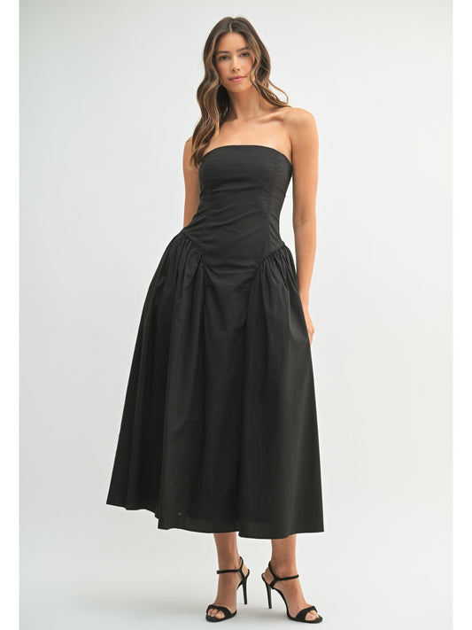 Strapless Fit and Flare Midi Dress