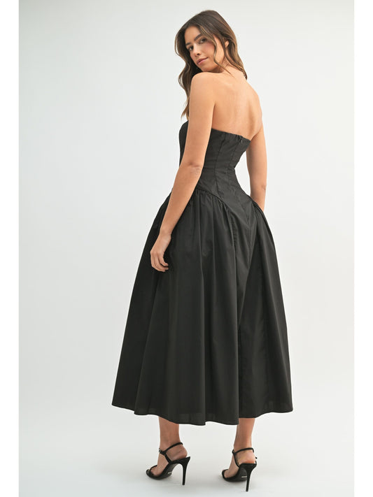 Strapless Fit and Flare Midi Dress
