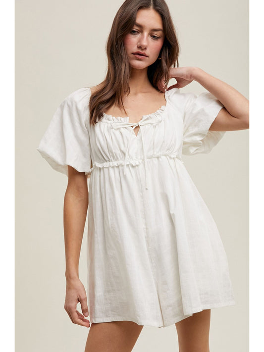 Textured Puff Sleeve Romper