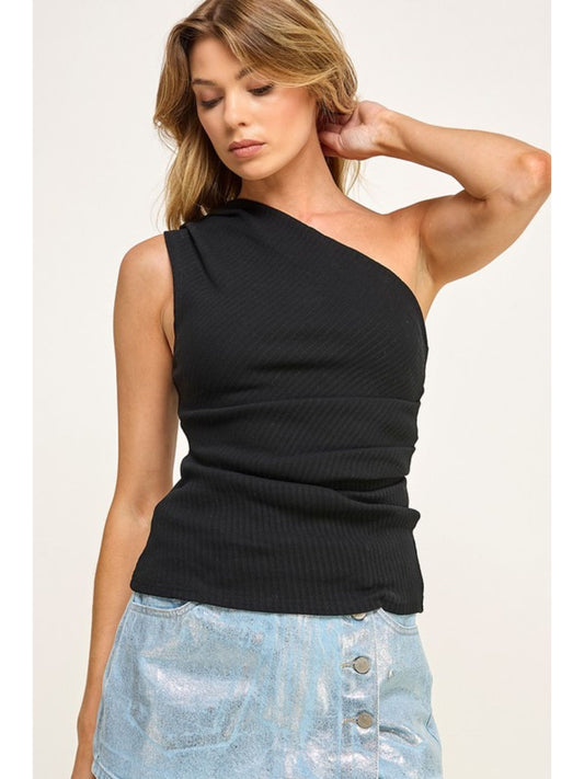 Julia Asymmetric Ribbed Top