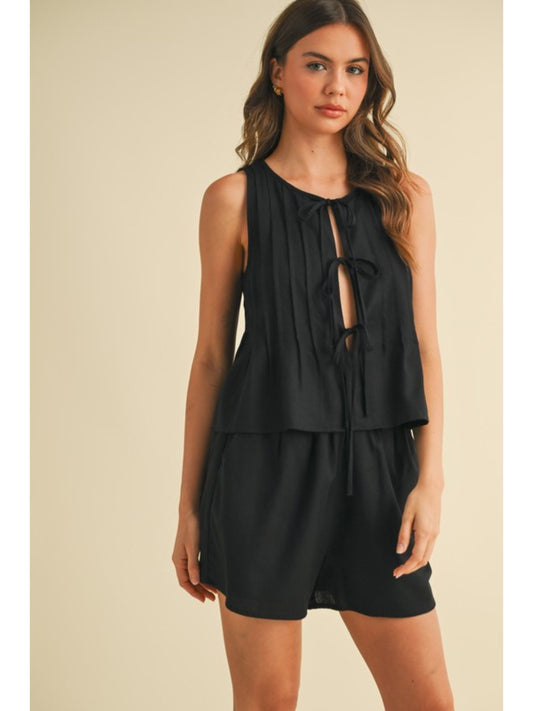 Arianna Pintucked Sleeveless Top