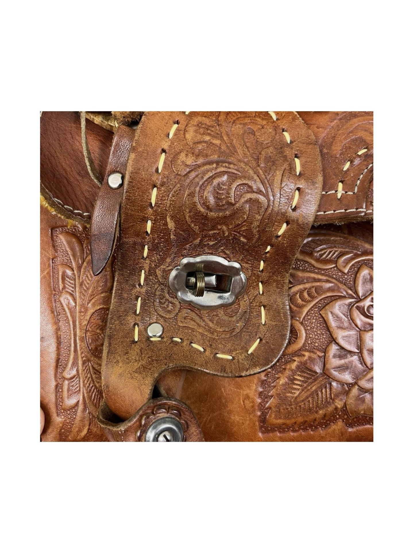 Vintage Leather Hand Tooled Saddle Bag
