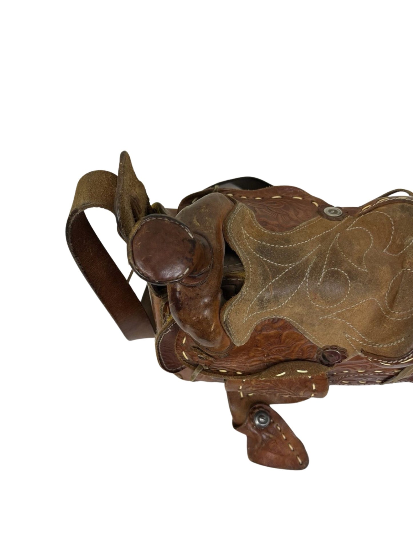 Vintage Leather Hand Tooled Saddle Bag