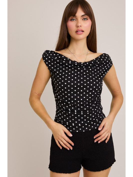 Polka Dot Off Shoulder Top