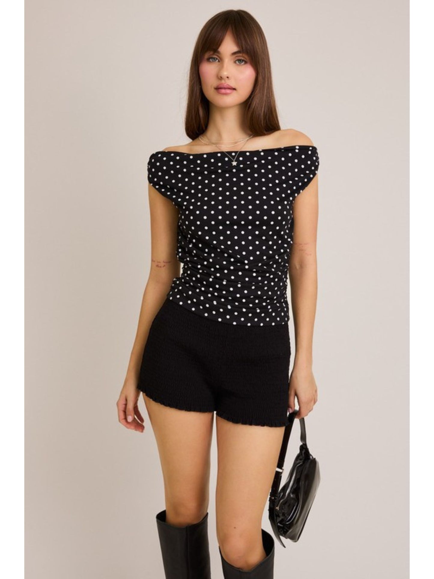 Polka Dot Off Shoulder Top