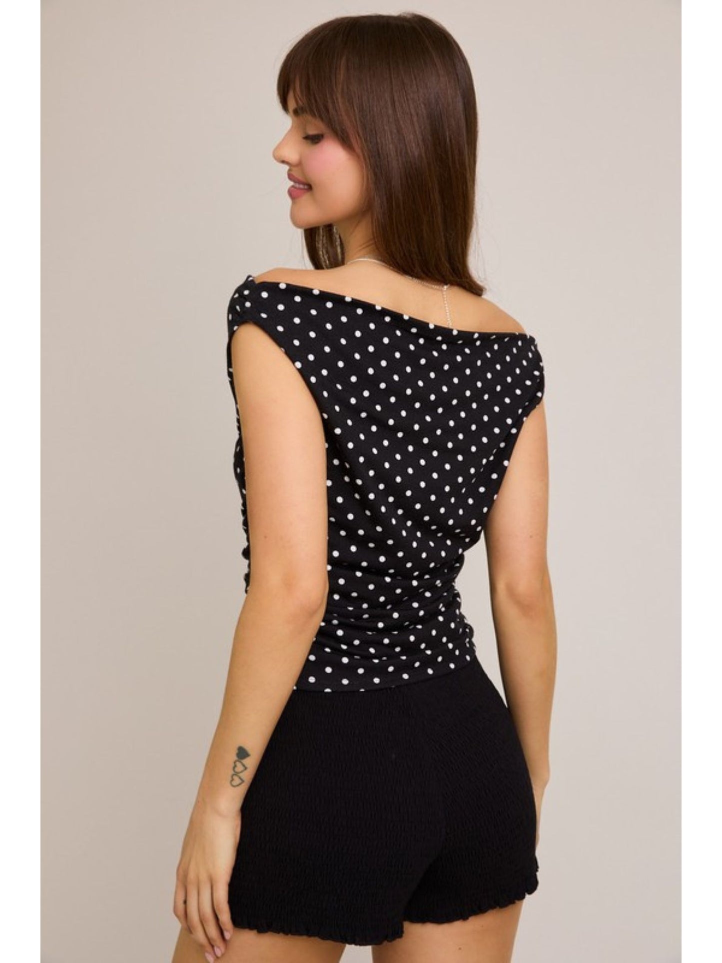 Polka Dot Off Shoulder Top