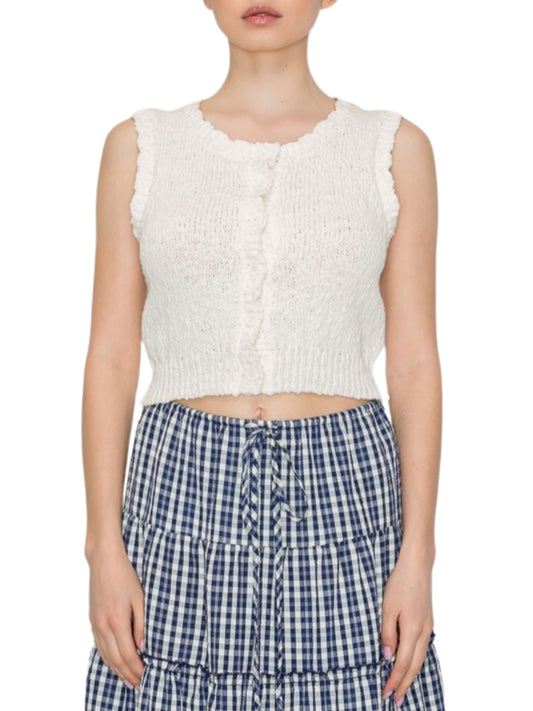 Snuggly Cotton Button Knit Vest