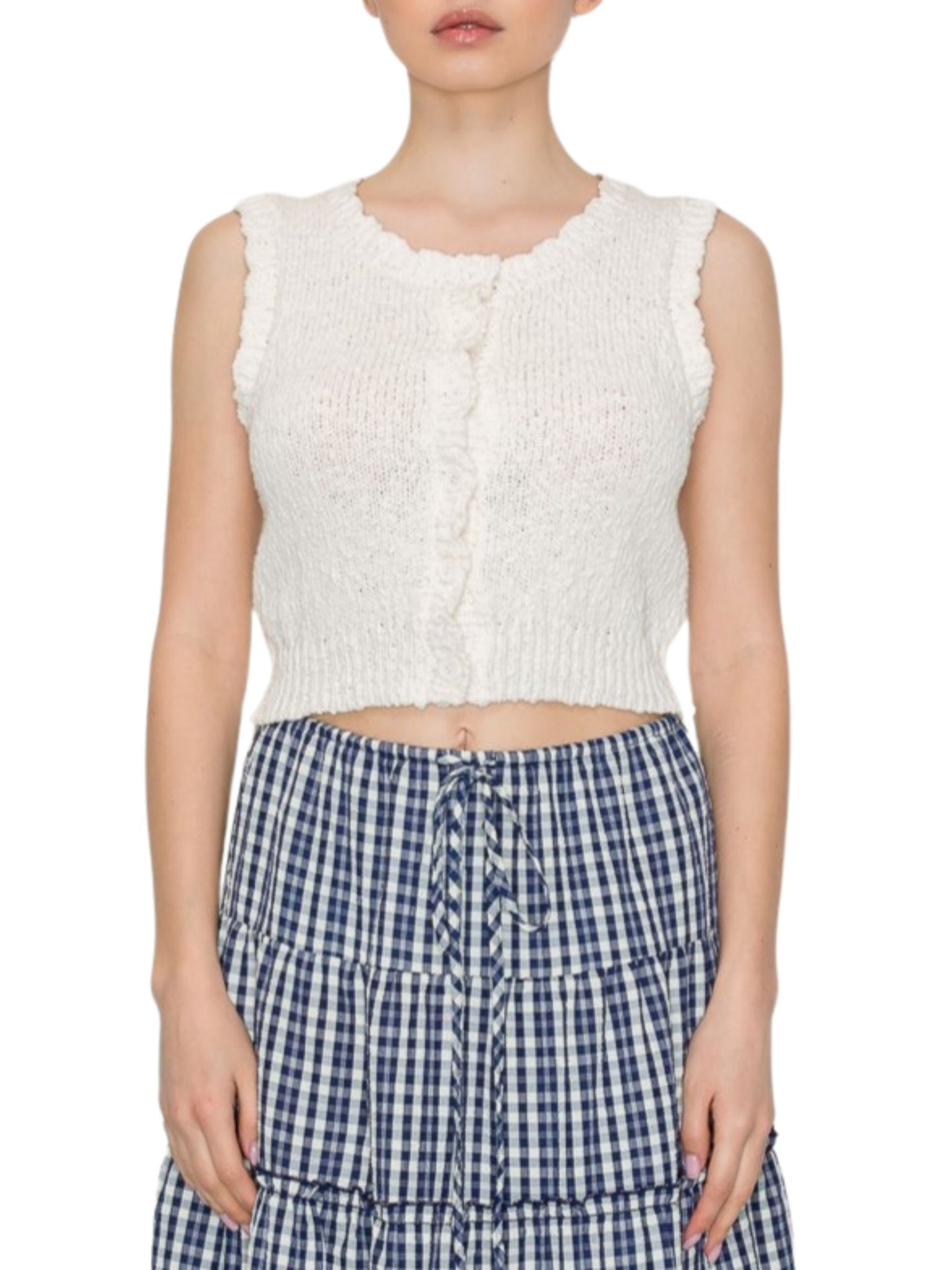 Snuggly Cotton Button Knit Vest