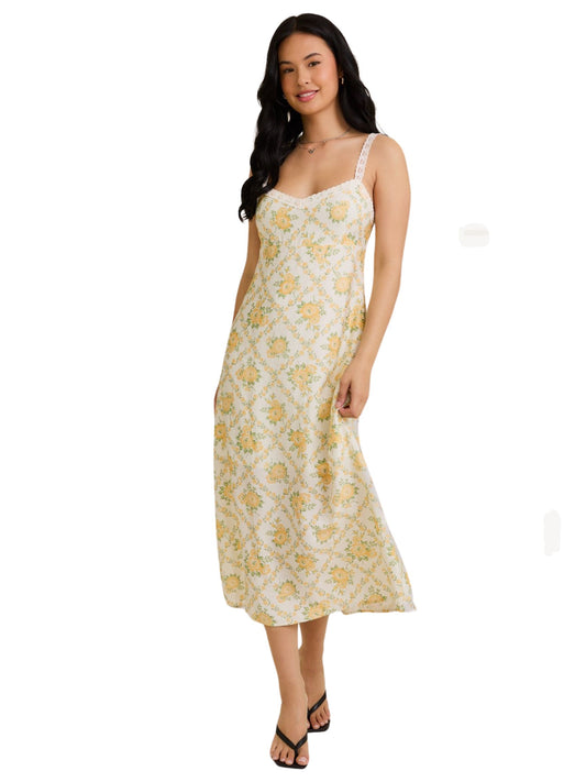 Pamela Lace Trim Midi Dress