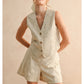 Floral Embroidery Linen Vest