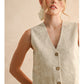 Floral Embroidery Linen Vest