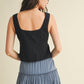 Scallop Trim Tie Front Top