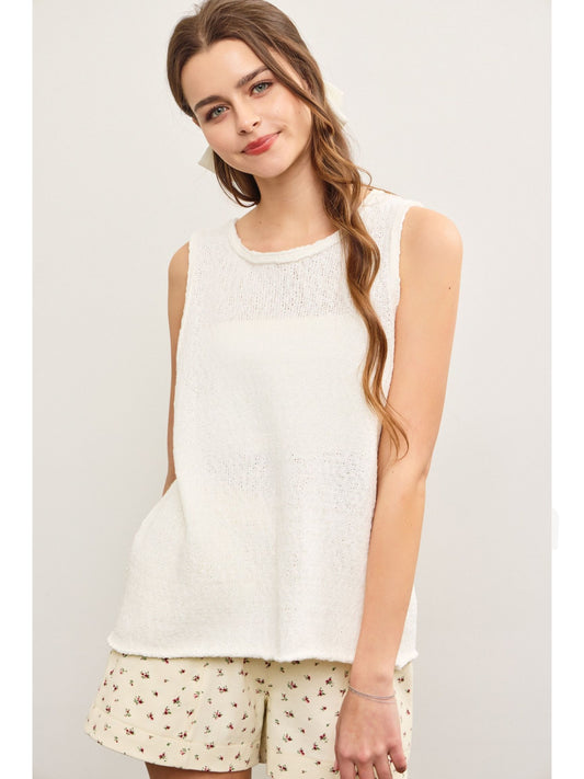 Crew Neck Sweater Sleeveless Top