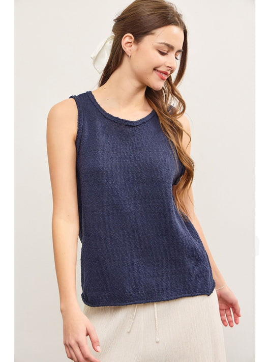 Crew Neck Sweater Sleeveless Top