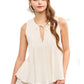 V Neck Tied Front Sleeveless Top