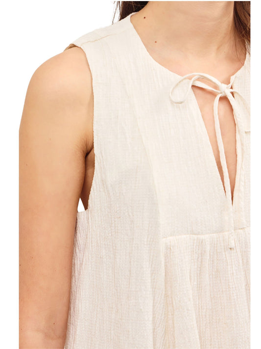 V Neck Tied Front Sleeveless Top