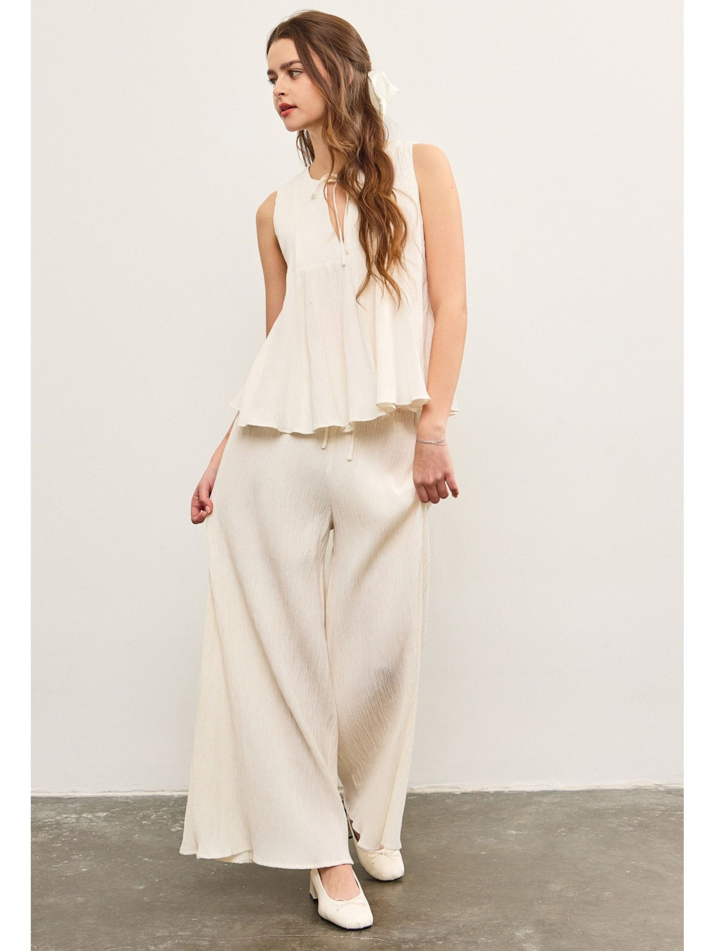 Elastic Waist Wide Leg Pants