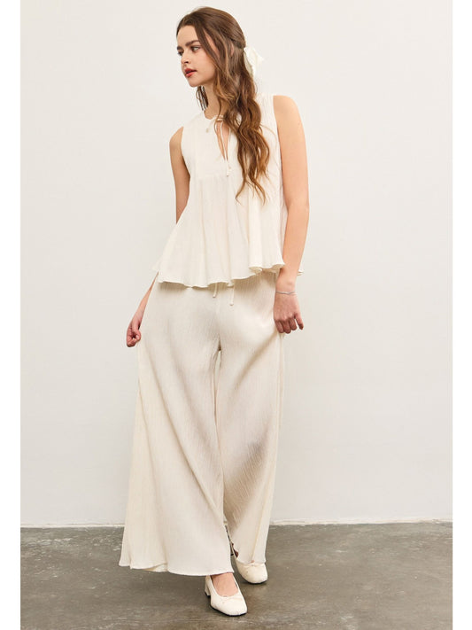 Elastic Waist Wide Leg Pants