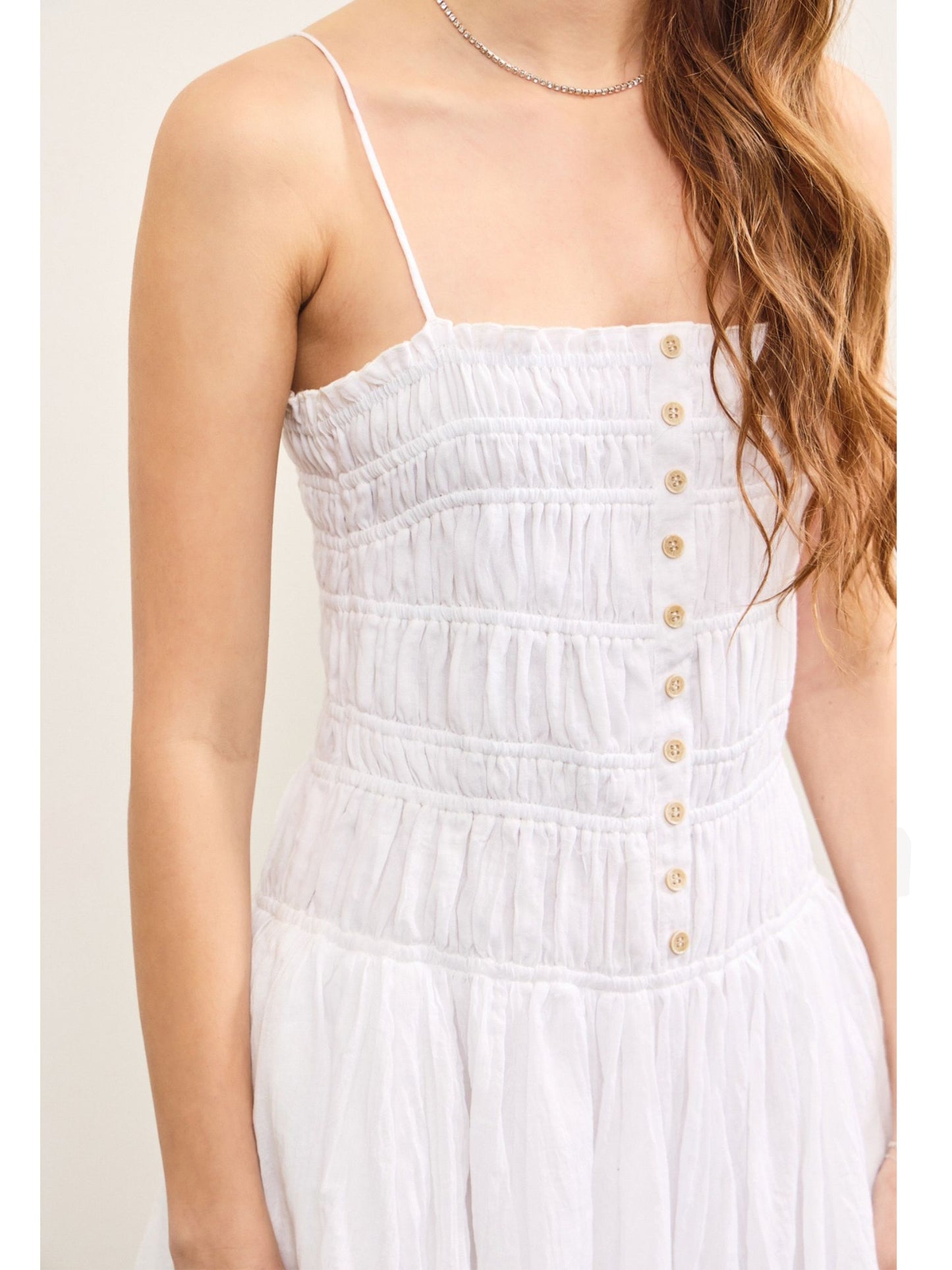 Button Front Ruched Cami Dress S24810