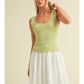 Melon Scallop Sleeveless Sweater Top